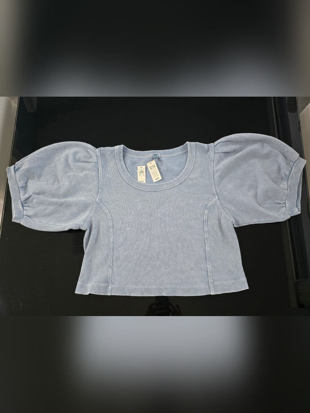 aerie Light Blue Puff Sleeve Tee
